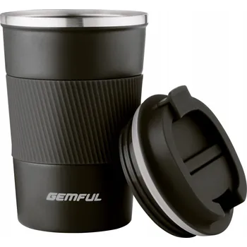 Termohrnek GEMFUL černý, nerezová ocel, 380 ml, dvojité stěny