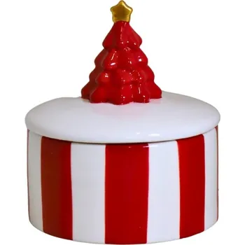 Obraz Keramický vánoční stromeček bílo-červený 21,3 cm