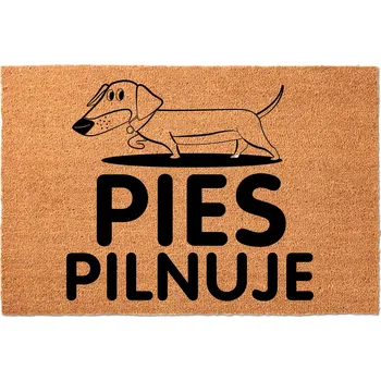Rohožka KOKOSOVÁ VSTUPNÍ ROHOŽKA 40X60CM PRO MILOVNÍKY PSŮ - PES HLÍDÁ