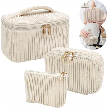 Kosmetická taška 3 ks Kosmetická taštička kufřík na kosmetiku s uchem, prostorná, polyesterová tkanina