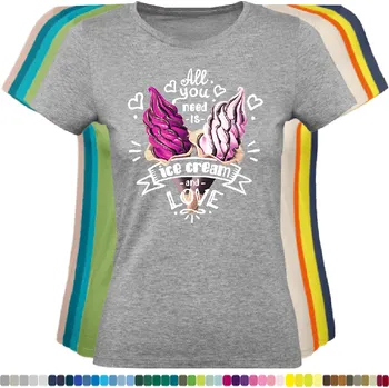 Dámské tričko damske-levne-bavlnene-tricko-digitalni-potisk-zmrzlina-laska Barva: Grey melange - šedá směs, velikost: XL