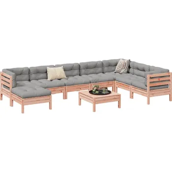 Zahradní nábytek vidaXL 9dílná zahradní sedací souprava podušky borovice [3299589] Barva: Přírodní douglaska