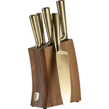Kuchyňský nůž BERLINGERHAUS Sada nožů se stojanem z akátového dřeva 6 ks Sahara/Leonardo Collection BH-3125