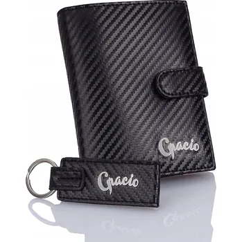 Peněženka GRACIO Kožená Pánská Peněženka dárek k Vánocům ČERNÁ + Přívěsek Na Klíče