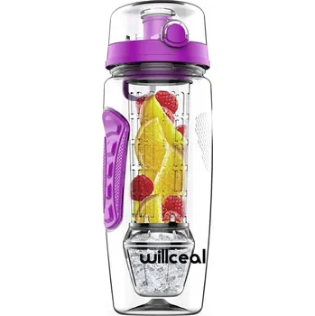 Láhev Sportovní láhev černá 1000 ml s vložkou na ovoce, bez BPA