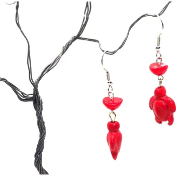 Náušnice Náušnice - minerální - želva červená