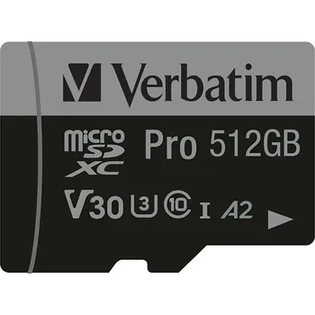 Paměťová karta Paměťová karta microSDXC Verbatim Pro U3 512 GB (100/90 MB/s) Class 10 U3 V30