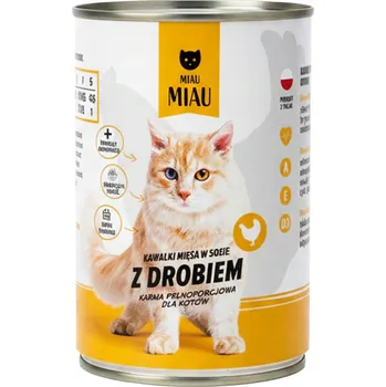 Krmivo pro kočku Krmivo mokré pro kočky Miau Miau konzerva bohatá na drůbež 415 g