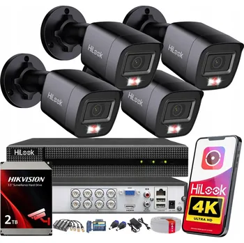 Bezpečnostní kamera Monitorovací sada 8MPx 4K HiLook od Hikvision, 4 AHD kamery, disk 2TB