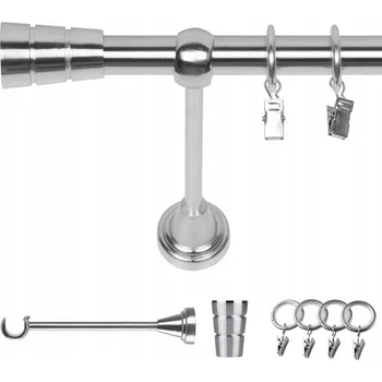 GARNÝŽ JEDNODUCHÝ 300 CM 19 MM EFEKT OCELI VÁLEC TICHÁ KOLEČKA NA ŽABKY