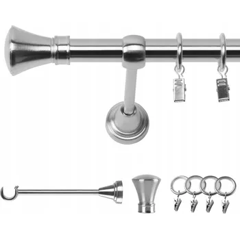 GARNÝŽ JEDNOŘADÁ 240 CM 19 MM VZHLED OCELI MONAKO TICHÉ KROUŽKY SE ŽABKAMI