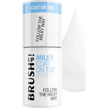 Lak na nehty Brushup Mléčný hybridní top na nehty Milky Coat On Top