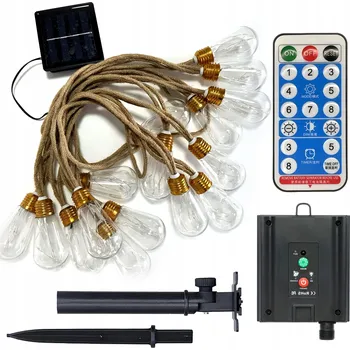 Venkovní osvětlení Solární girlanda 7,6 m, 16 LED žárovek, venkovní osvětlení, studená bílá