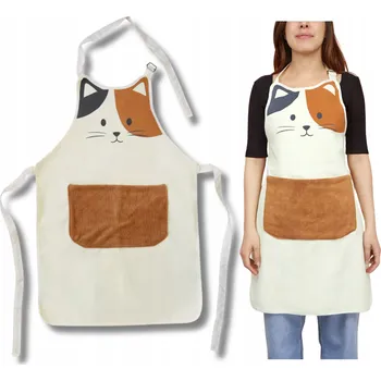 Kuchyňská zástěra DÁMSKÁ KUCHYŇSKÁ ZÁSTĚRA S KOČKOU - Zástěrka do kuchyně - dárek pro milovnici koček