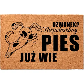 Rohožka KOKOSOVÁ ROHOŽKA PŘED DVEŘE 40X60CM - PRO MILOVNÍKY PSŮ - PES UŽ VÍ