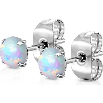 Náušnice Ocelové náušnice s bílými opály 3 mm