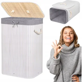 Volně stojící koš na prádlo Springos 72 l bílý, šedý