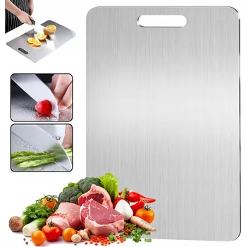 Kuchyňské prkénko PRKÉNKO NA KRÁJENÍ Z NEREZOVÉ OCELI ROBUSTNÍ OBOUSTRANNÉ 46X30 CM ZDRAVÉ