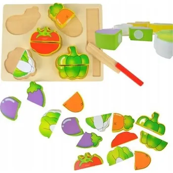 Dřevěná hračka Dřevěná zelenina na krájení 22x17x1 cm Věk 3+