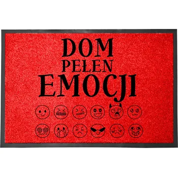 Rohožka VCHODOVÁ ROHOŽKA ČERVENÁ 40X60CM KE DVEŘÍM VTIPNÁ DOMOV PLNÝ EMOCÍ