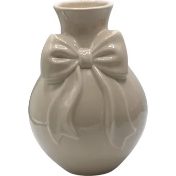 Váza KERAMICKÁ VÁZA BÉŽOVÁ S BÉŽOVOU MAŠLÍ MALÁ