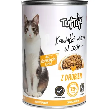 Krmivo pro kočku Mokré Krmivo Tuf Tuf , kousky masa s drůbežím masem pro kočky , 0,415 kg