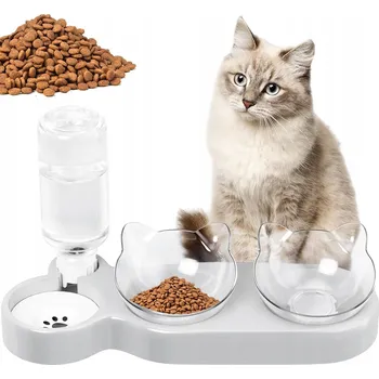 Miska pro psa TROJITÁ MISKA PRO KOČKY PSA S DÁVKOVAČEM A ZÁSOBNÍKEM VODY 500 ML SADA