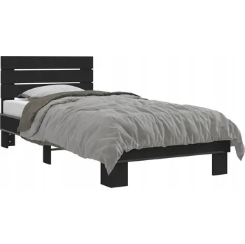 Postel Rám postele černý 203 x 93 x 81 cm, dřevotříska a kov