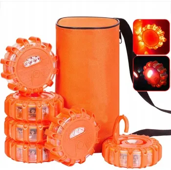 Autoelektronika 6X VÝSTRAŽNÝ MAJÁK STROBOSKOP MAGNET ORANŽOVÁ VÝSTRAŽNÁ LAMPA