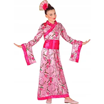 Karnevalový kostým KOSTÝM GEJŠA KIMONO RŮŽOVÉ DÁLNÝ VÝCHOD 158