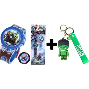 Hodinky Elektronické hodinky pro chlapce AVENGERS + PŘÍVĚSEK NA KLÍČE HULK