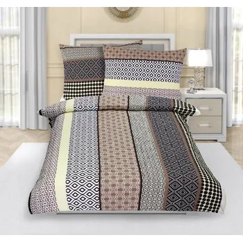 Povlečení Povlečení Bellatex Crepe - 140x200, 70x90 cm - béžové pruhy