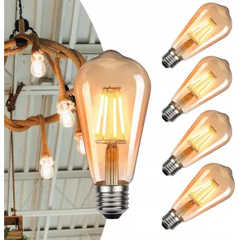 Žárovka 6 KS ŽÁROVKA E27 LED filament 4W 470lm DEKORATIVNÍ ST64