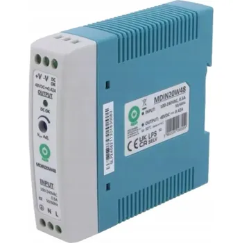 spínaný zdroj Napájecí zdroj na DIN lištu POS 48V 0,42A 20W slim MDIN MDIN20W48 MTBF 200 000h