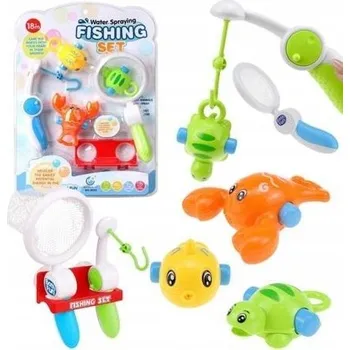 Hračka pro nejmenší Rybářská Sada Hračka Do Vany pro Děti - Prut, Sítko, Rybka, Želva, Krab