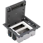 Simon Connect Podlahová krabice S500 2-modulová 4x K45 hloubka 70mm šedá 520500