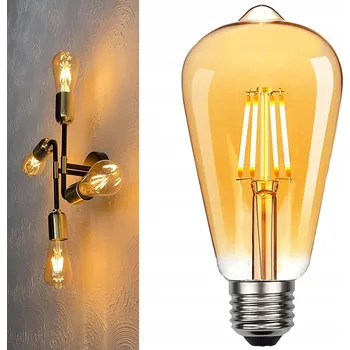 Žárovka 6 KS LED žárovka E27 FILAMENT 4W teplá EDISON RETRO DEKORATIVNÍ vlákno