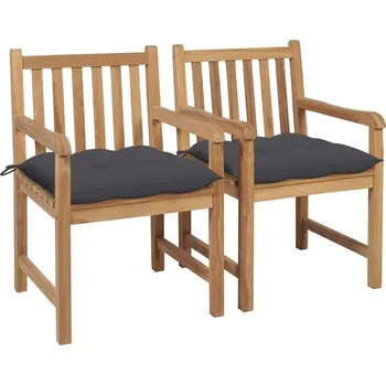 OMAXI Zahradní židle 2 ks antracitové podušky masivní teak 266694