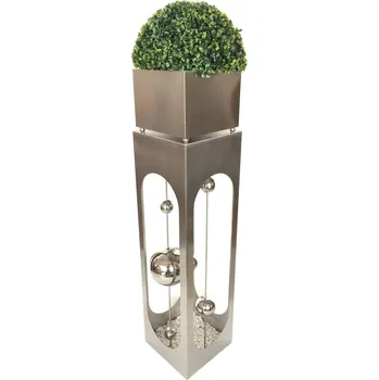 Zahradní dekorace Sloupový květináč pro rostliny, 110 cm, nerezová ocel, stříbrná | 345365