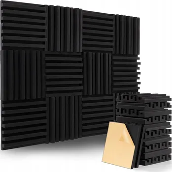 akustická pěna AKUSTICKÉ ČERNÉ OBKLADOVÉ PANELY NA ZEĎ 30X30X5CM - POHLCUJÍ ZVUK
