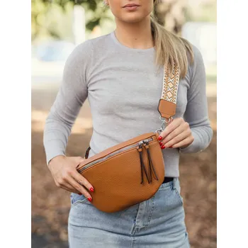 Kabelka BudesIN Hnědá ledvinka Fracisca s ozdobným popruhem