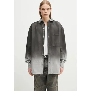 Dámská košile Džínová košile Marcelo Burlon Gradient Denim Overshirt Black White, L, šedá, 90X