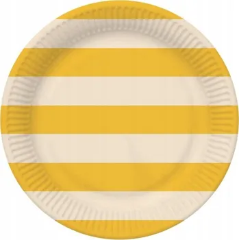 Party nádobí Talířky papírové Proužky (žluto-béžové) 18 cm, 6 ks