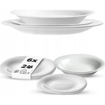 Talíř JÍDELNÍ SERVIS SADA TALÍŘŮ 6 ks TALÍŘE KOMPLET JÍDELNÍ SOUPRAVA BÍLÁ