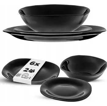 Talíř JÍDELNÍ SERVIS SADA TALÍŘŮ 6 ks TALÍŘE KOMPLET JÍDELNÍ SADA ČERNÁ