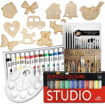 kreativní sada KREATIVNÍ MALÍŘSKÁ SADA pro děti barvy štětce paletka dřívka