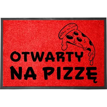 Rohožka VCHODOVÁ ROHOŽKA ČERVENÁ 40X60CM KE DVEŘÍM VTIPNÁ OTEVŘENO PRO PIZZU