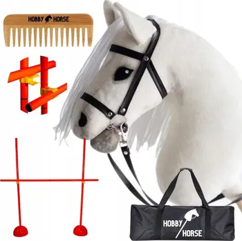 Hobby horsing HOBBY HORSE SADA: KŮŇ NA TYČI A3 + SKOKOVÁ PŘEKÁŽKA 120 CM + HŘEBEN