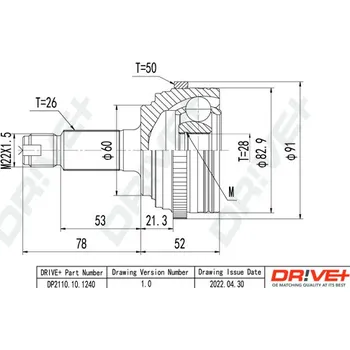 Poloosa kola Sada kloubů pro hnací hřídel Dr!ve+ DP2110.10.1240