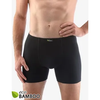 Boxerky Pánské boxerky s delší nohavičkou, delší nohavička, šité, jednobarevné Eco Bamboo 74159P - černá - 58/60